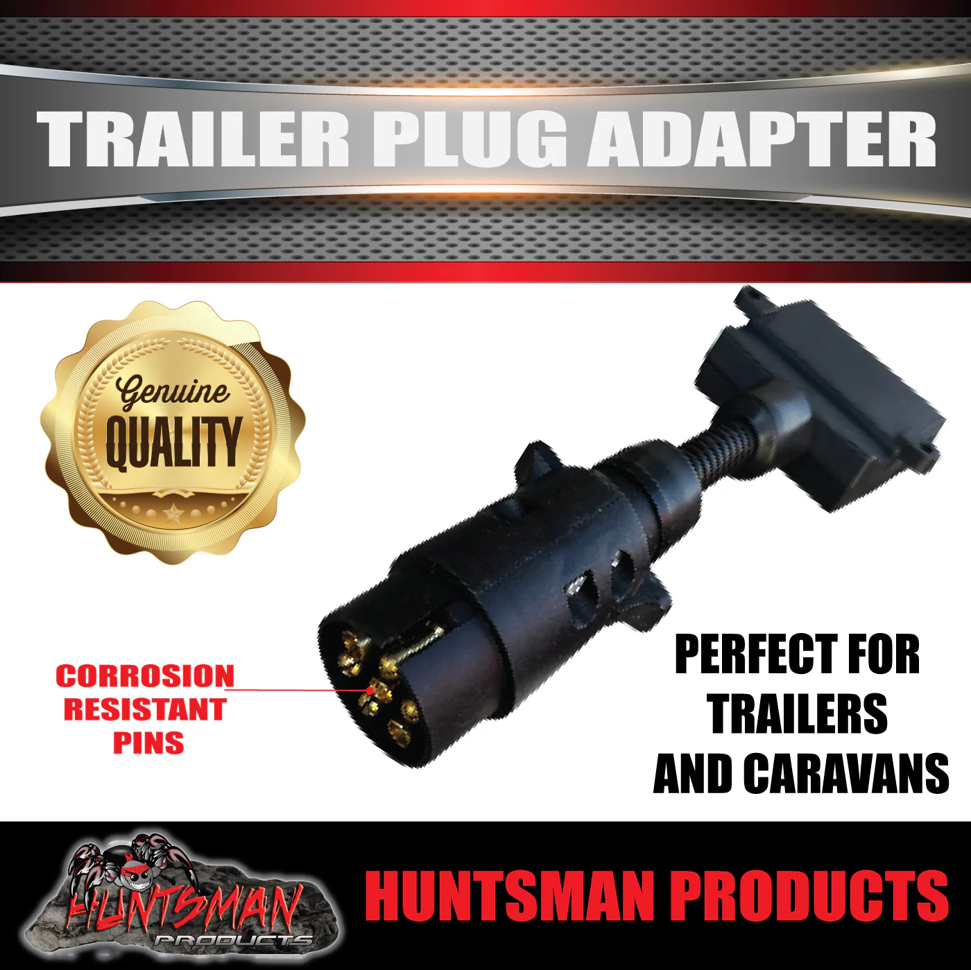 7 Pin Round Large Male to 7 Pin Flat Female Trailer Caravan Plug Adaptor - Image 3