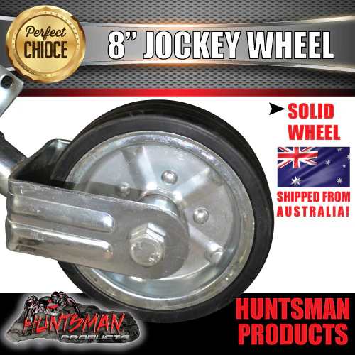 8" Trailer Caravan Swing Up Jockey Wheel, 750Kg Ball Load, Solid Wheel Greasable - Image 3