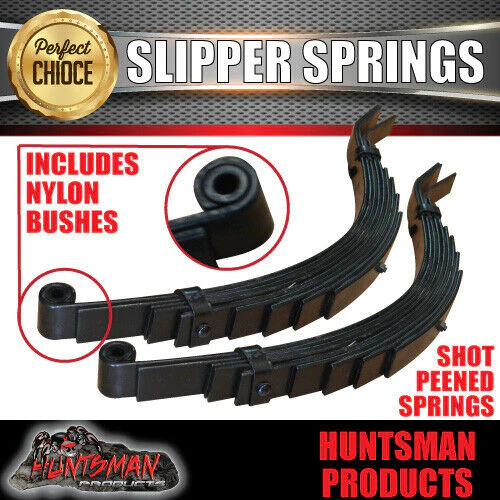 2x 8 Leaf 45mm Eye & Slipper Spring with Hanger & U Bolt Kit 1450kg. - Image 3