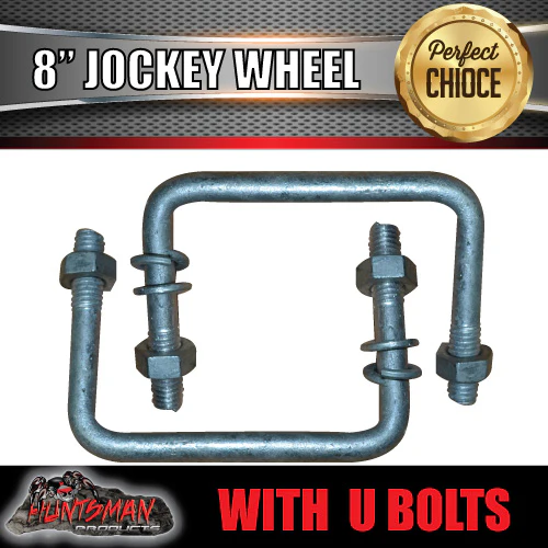 8" Trailer Caravan Swing Up Jockey Wheel & 100x50mm U bolts.  750Kg Ball Rated - Image 3