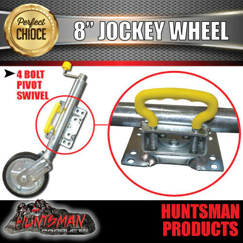 8" Trailer Caravan Swing Up Jockey Wheel & 75x50mm U bolts.  750Kg Ball Load - Image 8