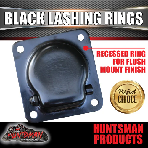 8x Black E coated Lashing Rings Tie Down Anchor Points 100mm x 95mm For Ute Trailer Truck - Image 4
