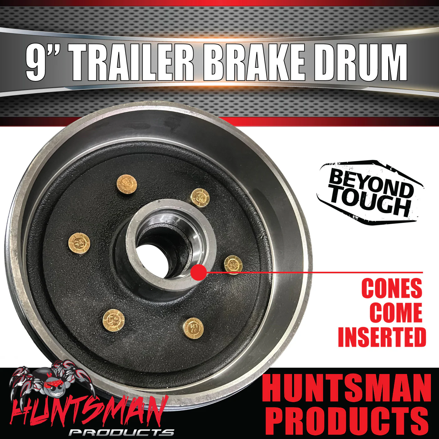 2X Trailer 9" Drums Suit 6 Stud Landcruiser. 6/139.7 PCD & S/L Bearing - Image 5