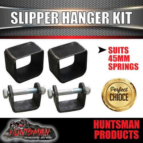 2x 9 Leaf 45mm Eye & Slipper Springs with Hanger & U Bolt Kit 1600kg. - Image 2