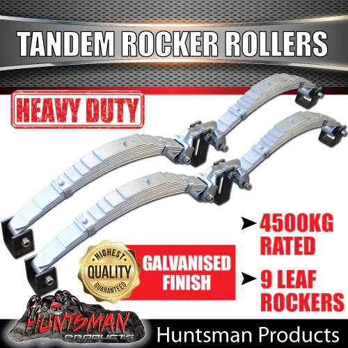 9 Leaf 4500kg Trailer Caravan Galvanised Dacromet Rocekr Roller Tandem Spring Set. 7mm Thick Springs! - Image 2