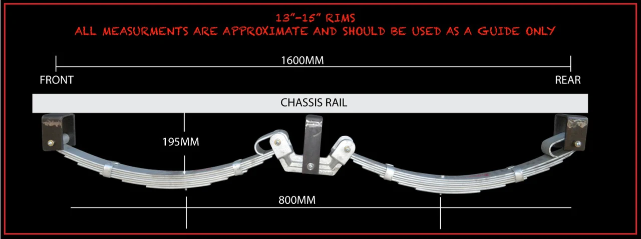 9 Leaf 4500Kg Rocker Roller Tandem Trailer Caravan Spring Set. Shot Peened Springs 60x7mm - Image 3