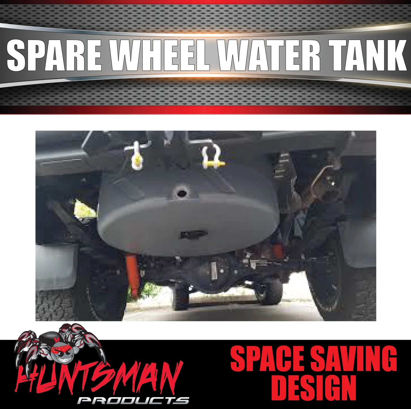 95 Litre Spare Wheel Well Water Tank For Under Vehicle + Mount Kit 750mm x 250mm - Image 2