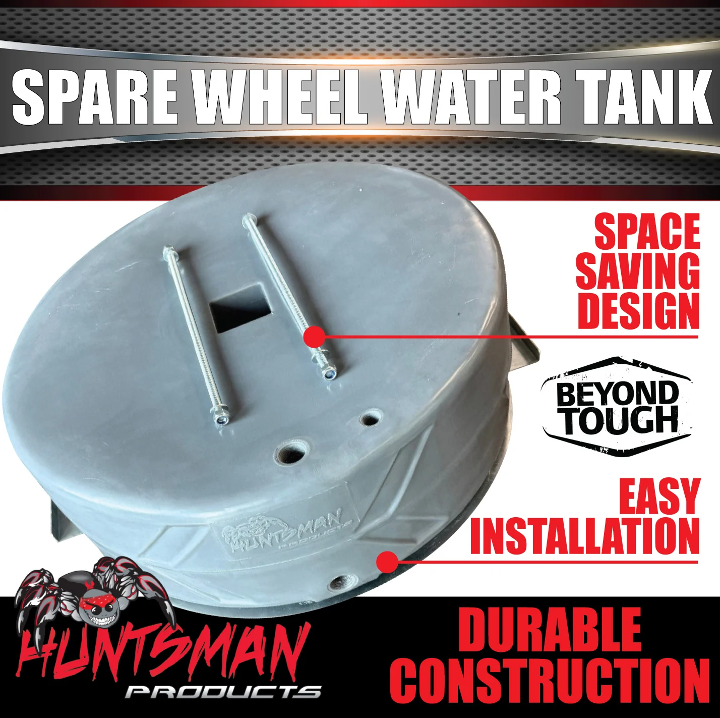 95 Litre Spare Wheel Well Water Tank For Under Vehicle + Mount Kit 750mm x 250mm - Image 5