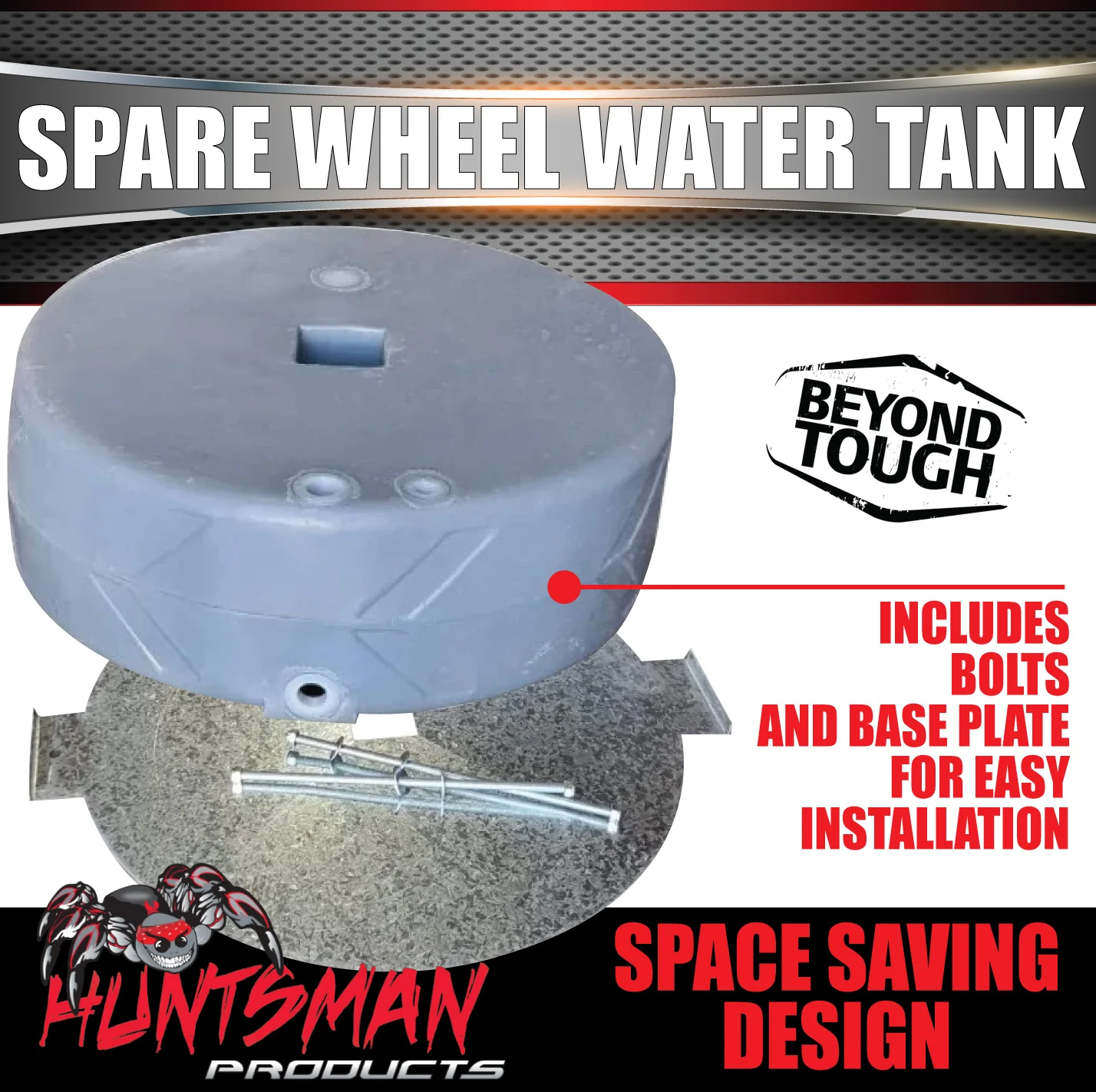 95 Litre Spare Wheel Well Water Tank For Under Vehicle + Mount Kit 750mm x 250mm - Image 6