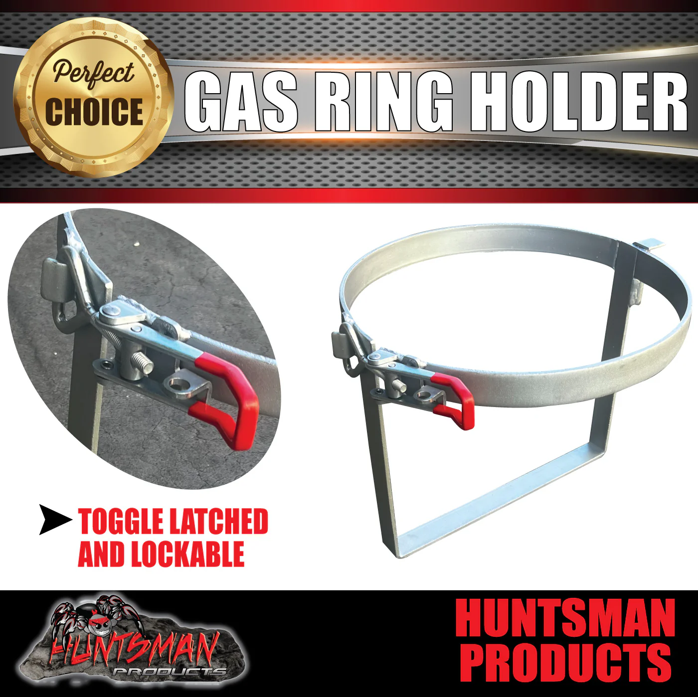 9Kg Adjustable Toggle Latched Lockable Gas Ring Bottlle Holder for Caravan Trailer Camper - Image 3