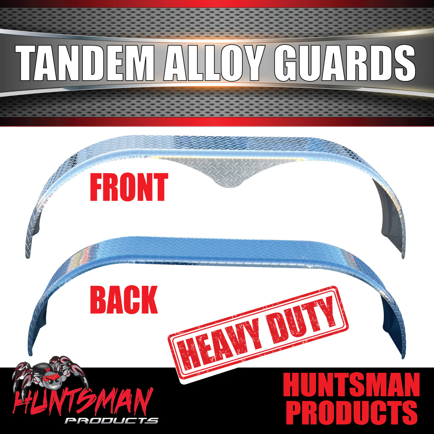 Aluminium Tandem Teardrop Style Trailer Radius Mud Guards 1700mm x  250mm, Propeller Plate finish - Image 4