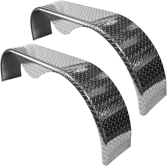 Aluminium Tandem Teardrop Style Trailer Radius Mud Guards 1700mm x  250mm, Propeller Plate finish - Image 6