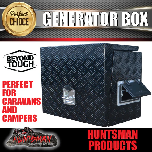 Black Aluminium Ventilated Generator Box For Caravans, Trailers, Truck, Utes & camping - Image 2