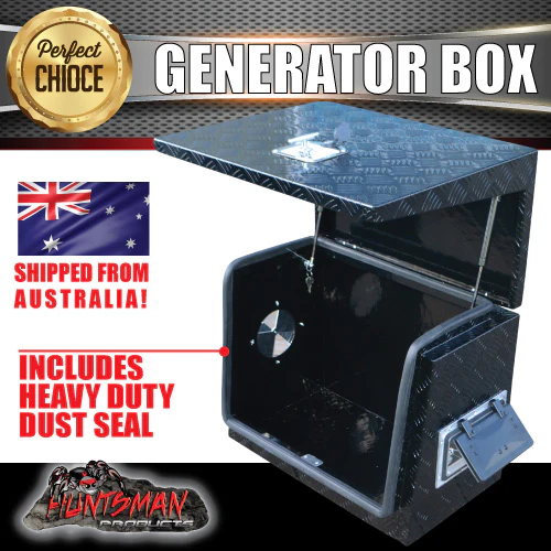 Black Aluminium Ventilated Generator Box For Caravans, Trailers, Truck, Utes & camping - Image 3