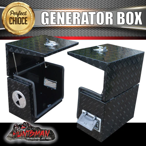 Black Aluminium Ventilated Generator Box For Caravans, Trailers, Truck, Utes & camping - Image 4