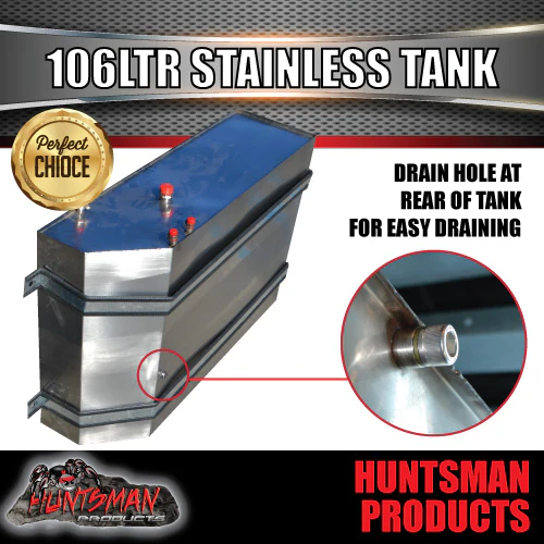 Stainless Steel  Caravan Camper Trailer 4wd 106 Litre Water Tank & Brackets. - Image 2