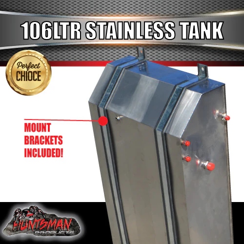Stainless Steel  Caravan Camper Trailer 4wd 106 Litre Water Tank & Brackets. - Image 3