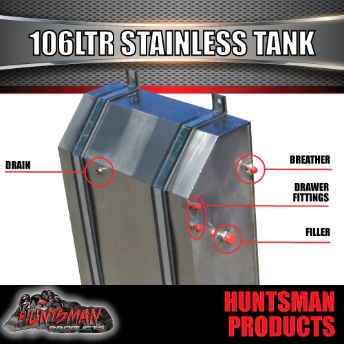 Stainless Steel  Caravan Camper Trailer 4wd 106 Litre Water Tank & Brackets. - Image 4