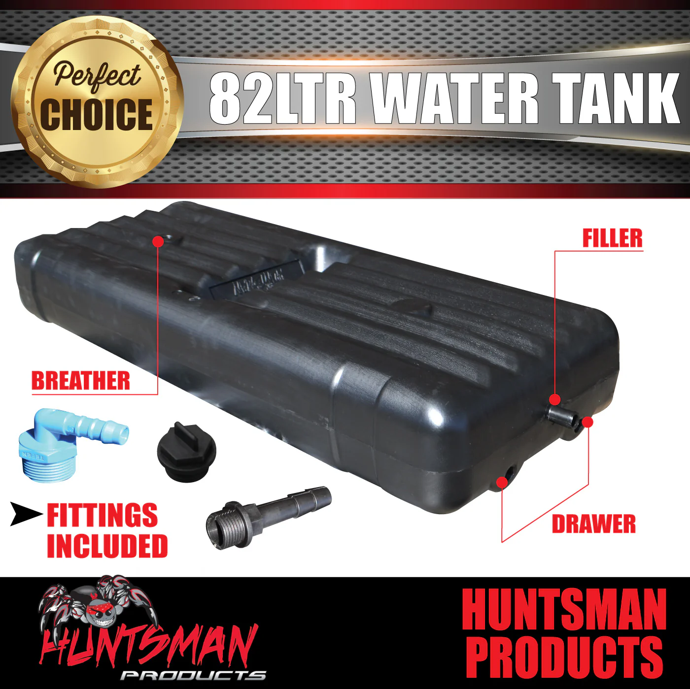 Caravan Camper Trailer, Vehicle, Boat 82 Litre Underbody Water Tank, shield & Rubber seal - Image 2