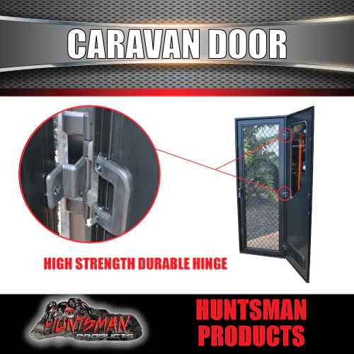 RHS Hinge Caravan Black Access Security Side door + Locking Flyscreen. 1750mm x 625mm - Image 5