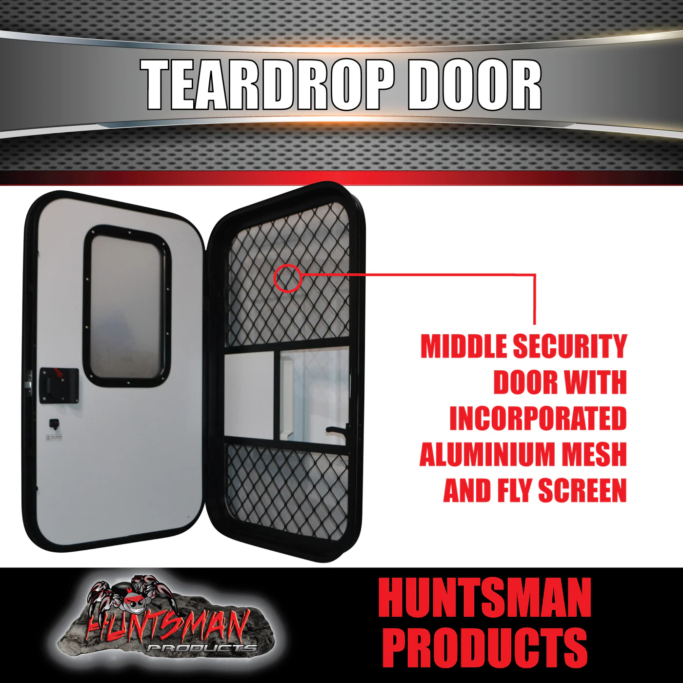 Caravan Camper Teardrop Access Security Mesh Side Double Door. LHS Hinge - Image 3