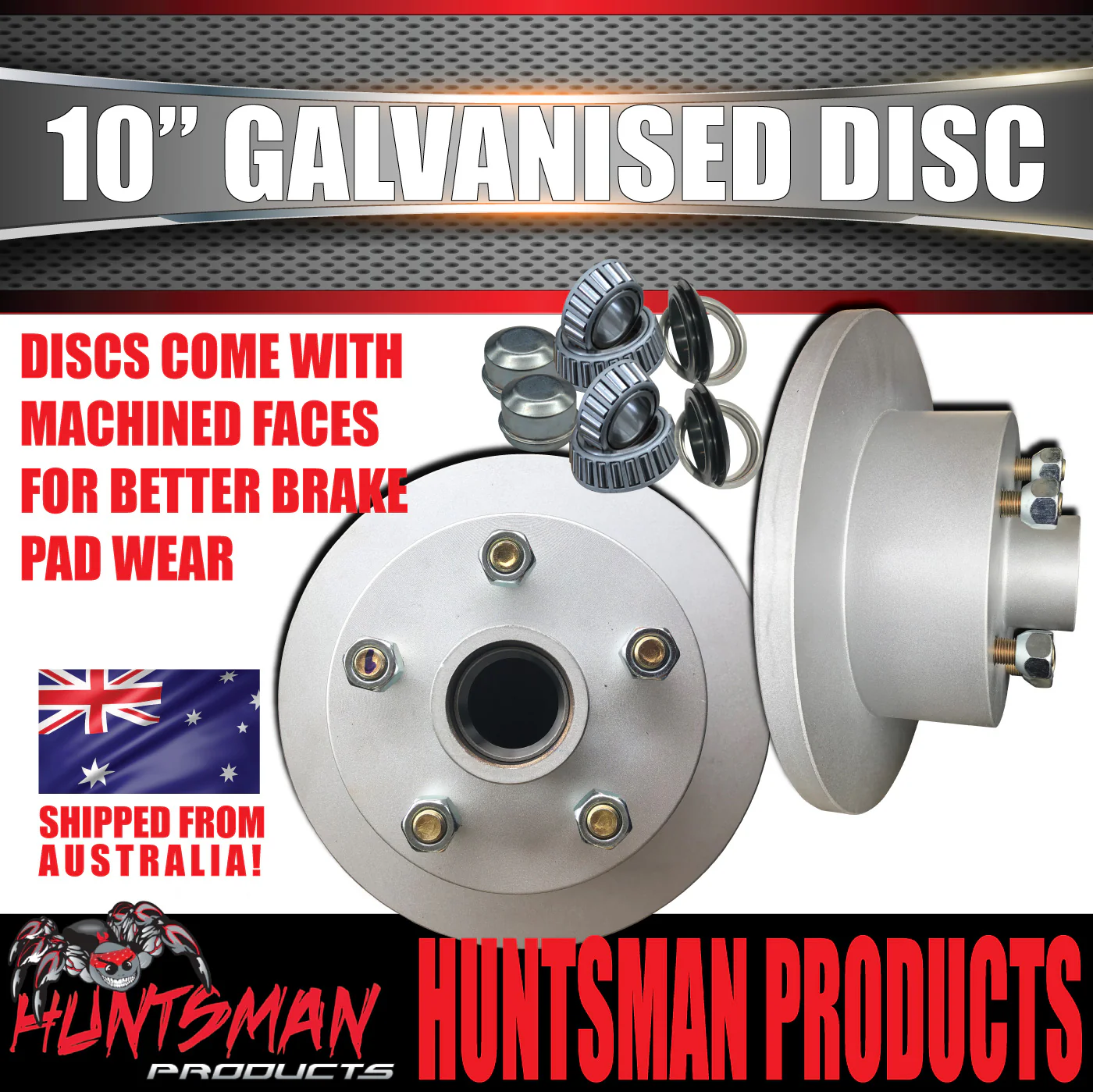 2x 10" Trailer Caravan Galvanised Dacromet Disc Hubs suit Commodore & LM Bearings - Image 5