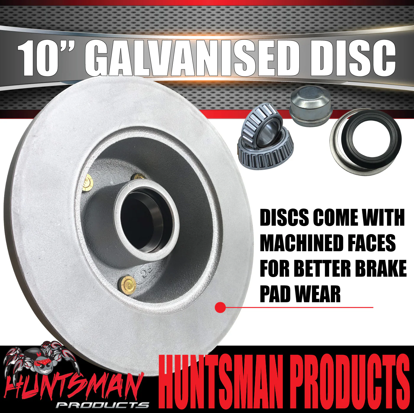 2x Commodore 10" Trailer Caravan Galvanised Dacromet Disc Hubs & SL Bearings - Image 11