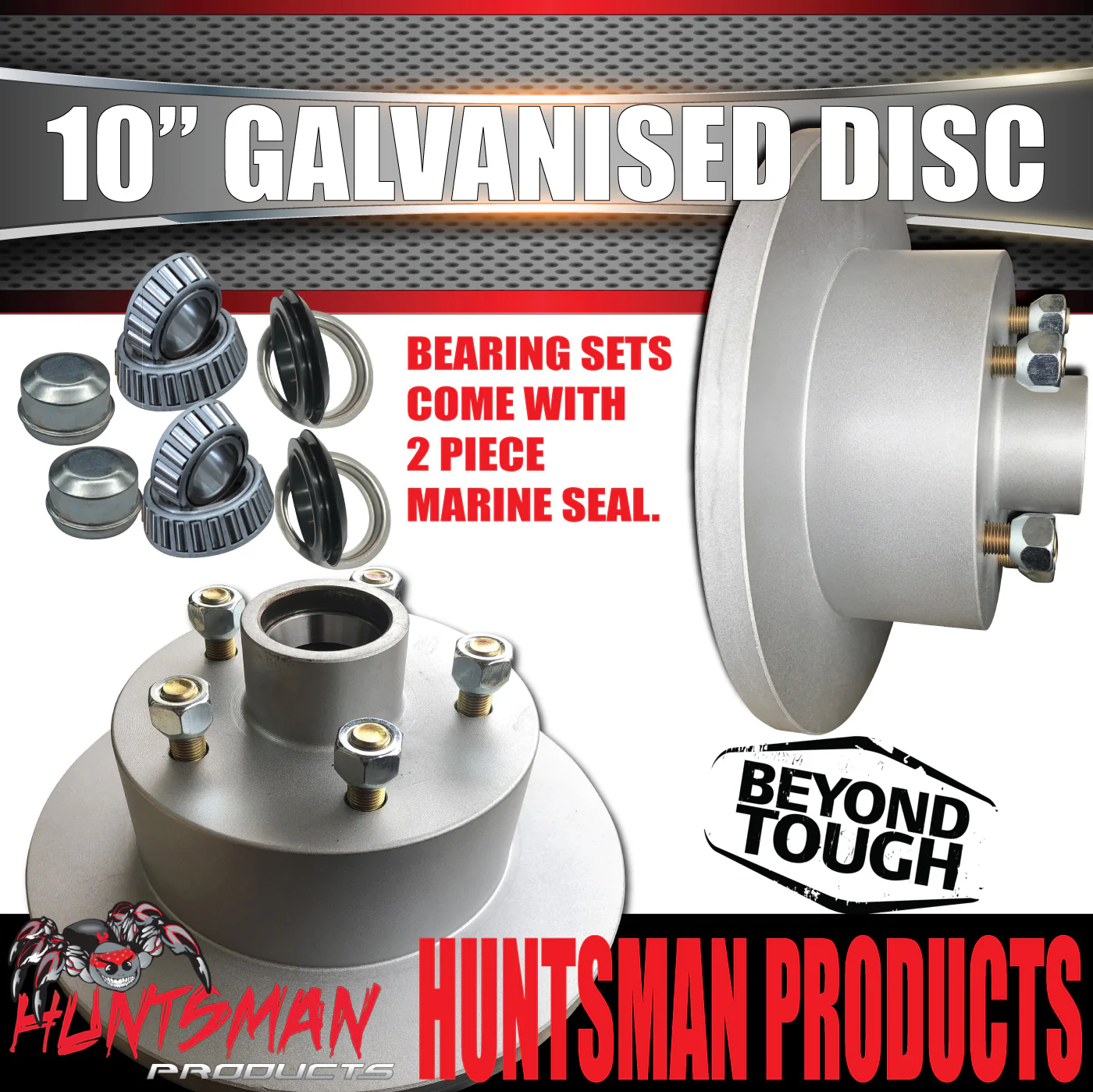 2x Commodore 10" Trailer Caravan Galvanised Dacromet Disc Hubs & SL Bearings - Image 6