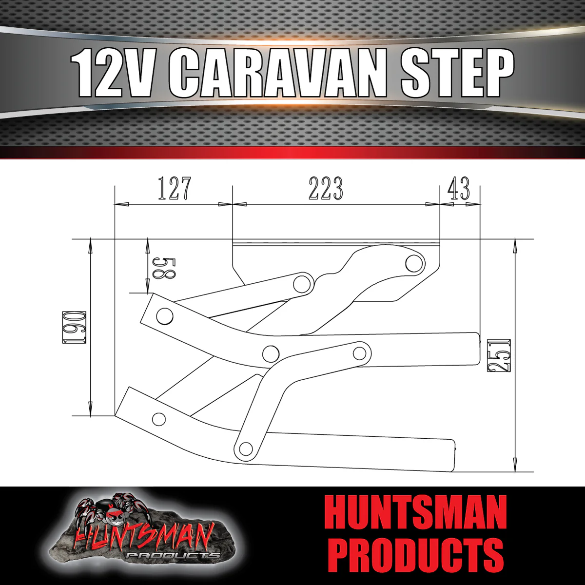 12 Volt Motorised Aluminium Caravan Motorhome Double Step & Switch 150Kg Rated - Image 6