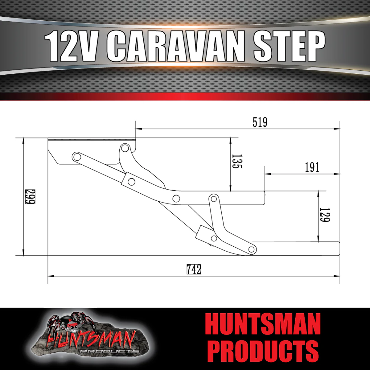 12 Volt Motorised Aluminium Caravan Motorhome Double Step & Switch 150Kg Rated - Image 7