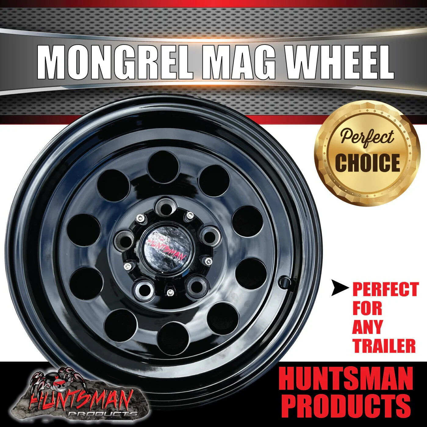 13" & 165R13C tyre, Ford Stud Pattern Mongrel Alloy Wheel for Caravan Trailer Boat Jetski - Image 5