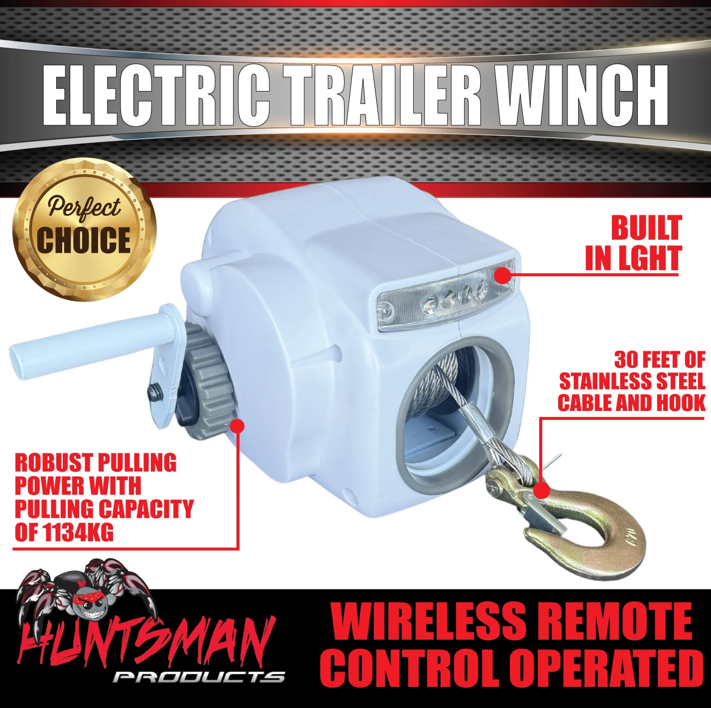 Day Runner Electric Boat Trailer Winch + Remote to 6.1M 3175Kg Boat. 30Ft Cable - Image 3