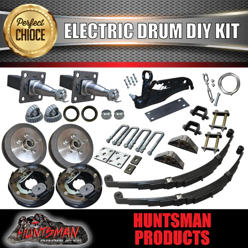 DIY 1400KG Trailer Kit. eye to Eye Springs Electric Drum Brake. Axles 64" - 77" - Image 8