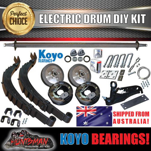 DIY 1400KG Trailer Kit. Slipper Springs Electric Drum Brake. KOYOS. Axles 78" - 96" - Image 2