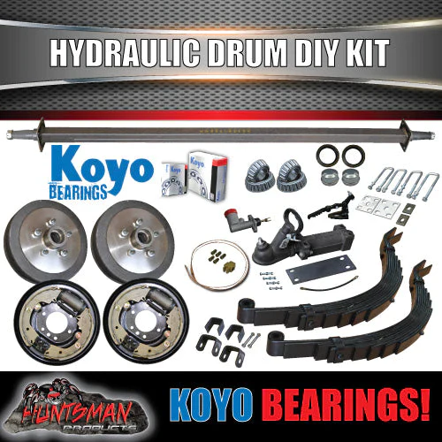 DIY Trailer Kit 1400Kg Rated Hydraulic drum Braked Slipper Springs. Jap Bearings. Axles 78" - 96" - Image 2