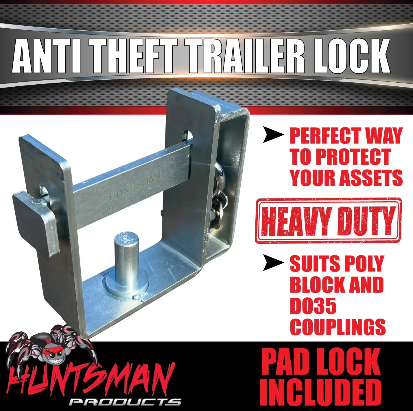 DO35 Hitchmaster & Poly Block Coupling Anti Theft Trailer Lock With Lock & Keys - Image 4