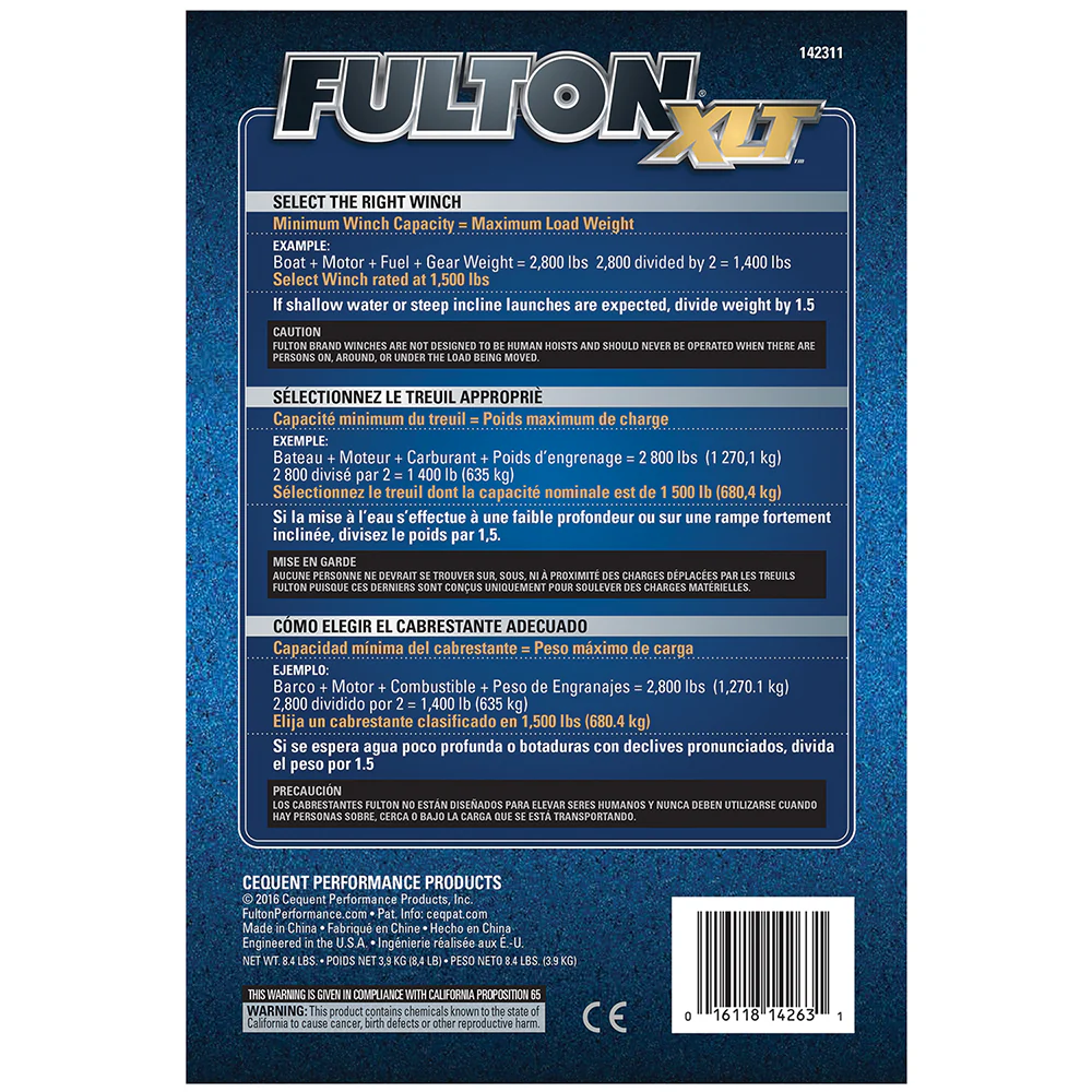 Fulton 142311 1500Lb Single Speed Winch 20' Strap Included Black Cover - Image 3