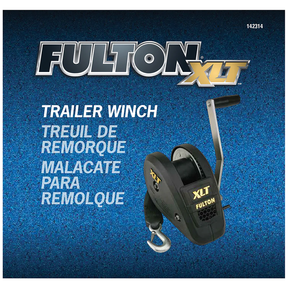 Fulton 1800Lb (816kg) Single Speed Winch 20' (6m) Strap Included. Black Cover - Image 3