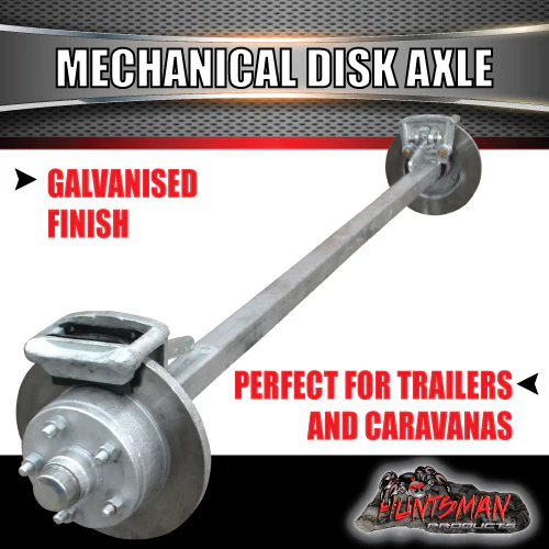 Galvanised 40mm Square Trailer Caravan Mechanical Disc Braked Axle. 1000Kg rated 63"-77" - Image 5