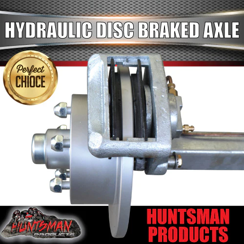 Galvanised 45mm Square Trailer Caravan Hydraulic Disc Braked Axle. 1400Kg rated 64"-77" Axles - Image 4