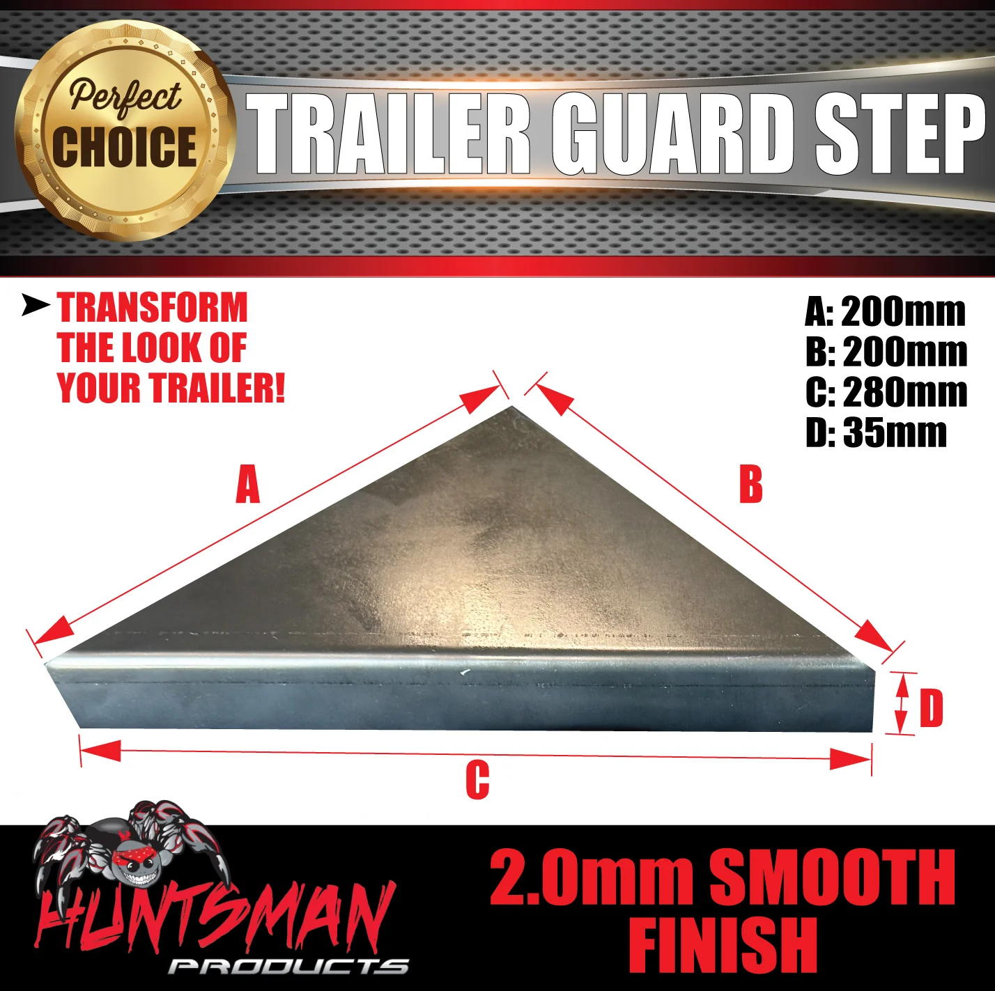 4x Smooth Finish Trailer Caravan Mud Guard Corner Steps To Suit 250mm Wide Guards - Image 3