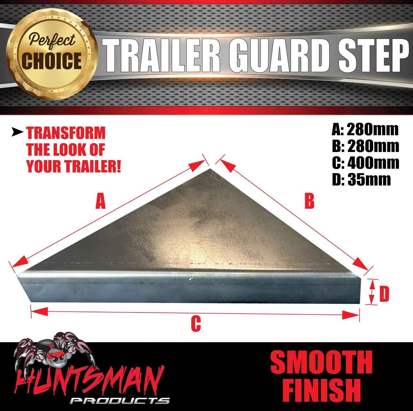 4x Smooth Finish Trailer Caravan Mud Guard Corner Steps To Suit 330mm Wide Guards - Image 4