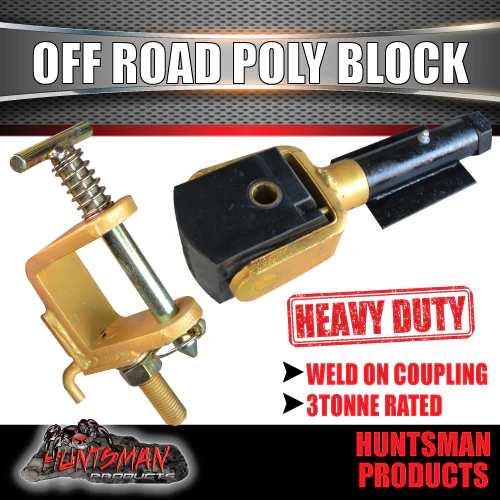 Off Road Trailer Caravan Weld On Poly Block Coupling & Adaptor. Hard Chrome Shaft. CTA Approved - Image 6