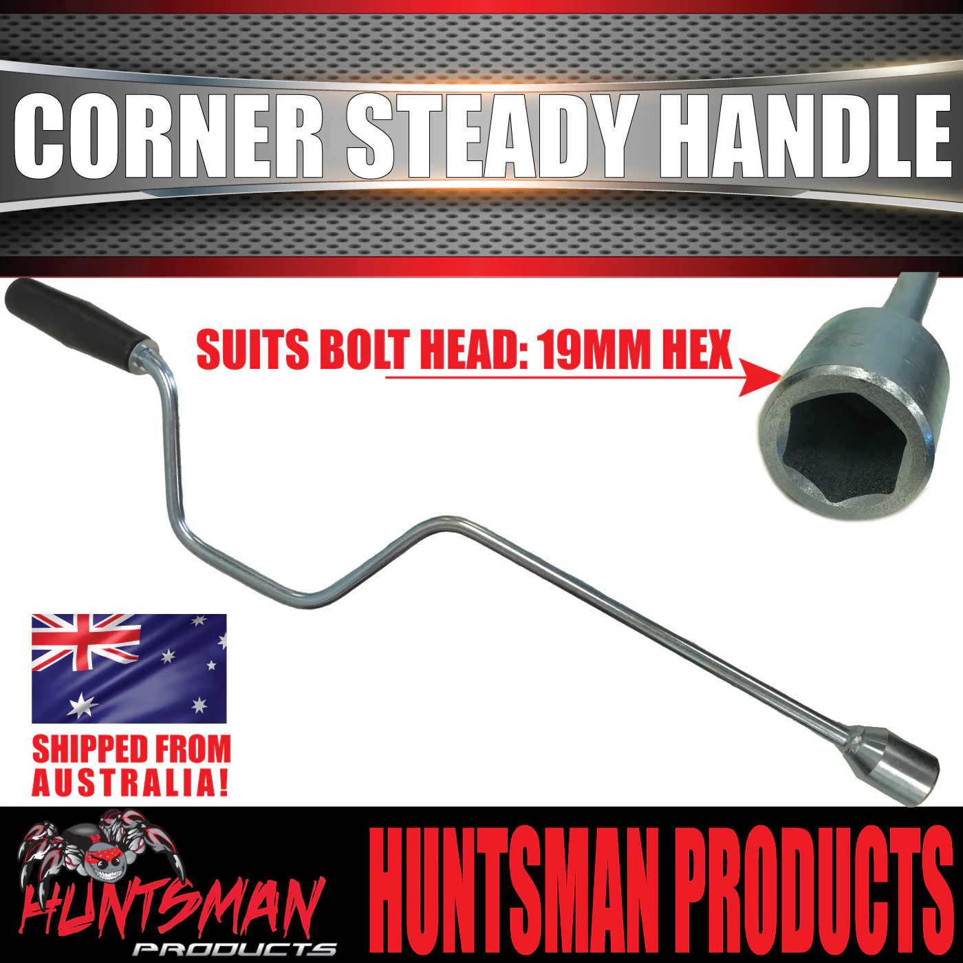 Huntsman Products Caravan Trailer Drop Down Steady Handle 600mm - Image 3