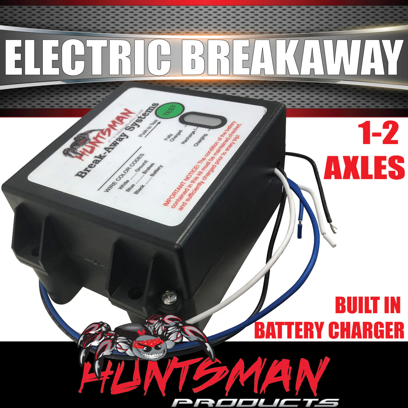 Huntsman Products Trailer Breakaway Unit System, Switch & Battery. LED Test! - Image 4