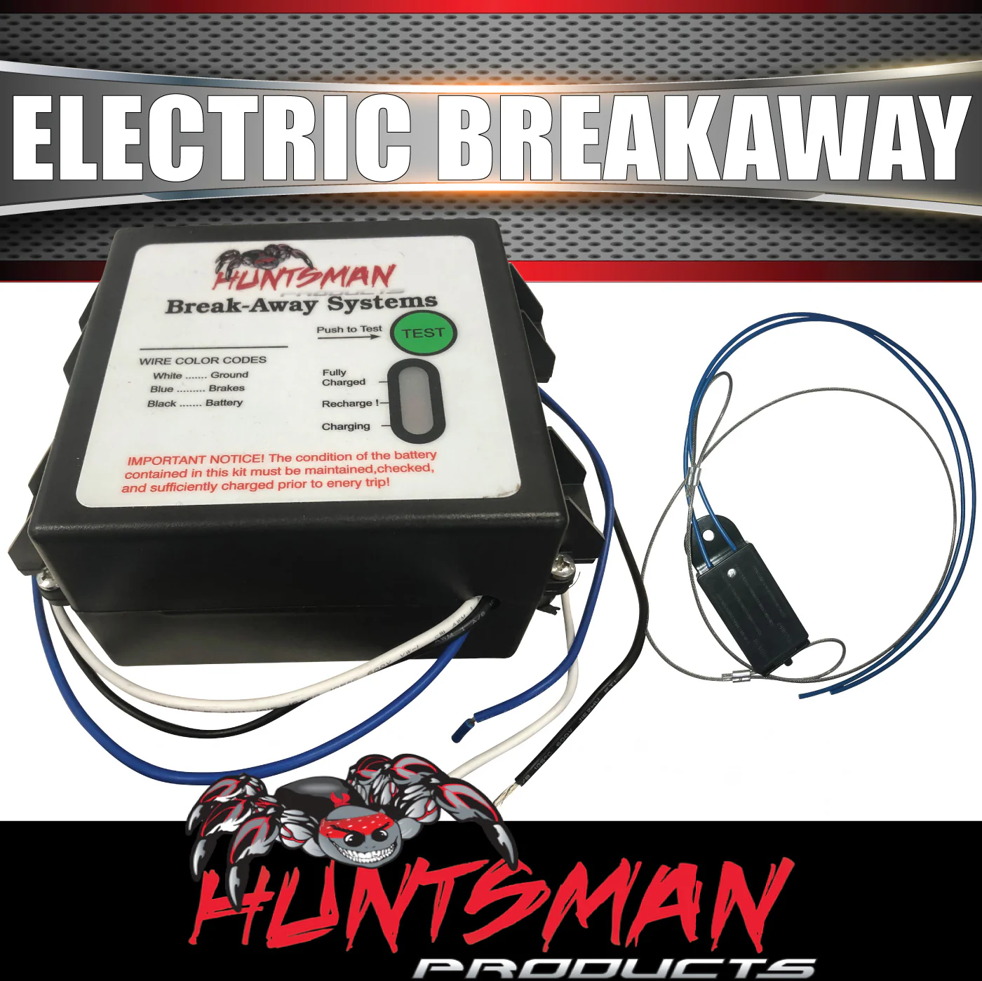 Huntsman Products Trailer Breakaway Unit System, Switch & Battery. LED Test! - Image 5