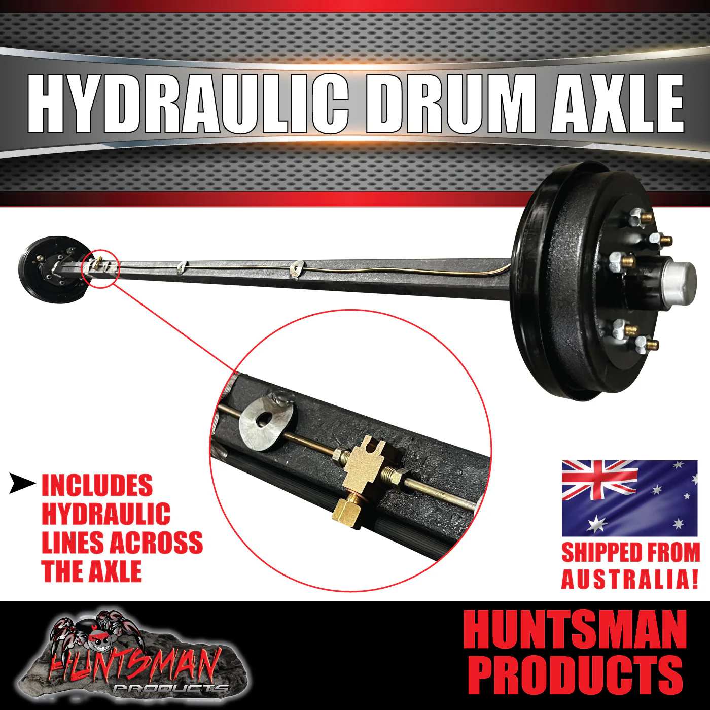 Natural 1400Kg Hydraulic Drum Braked Trailer Caravan 45mm Axle, 64" - 77" Long - Image 5