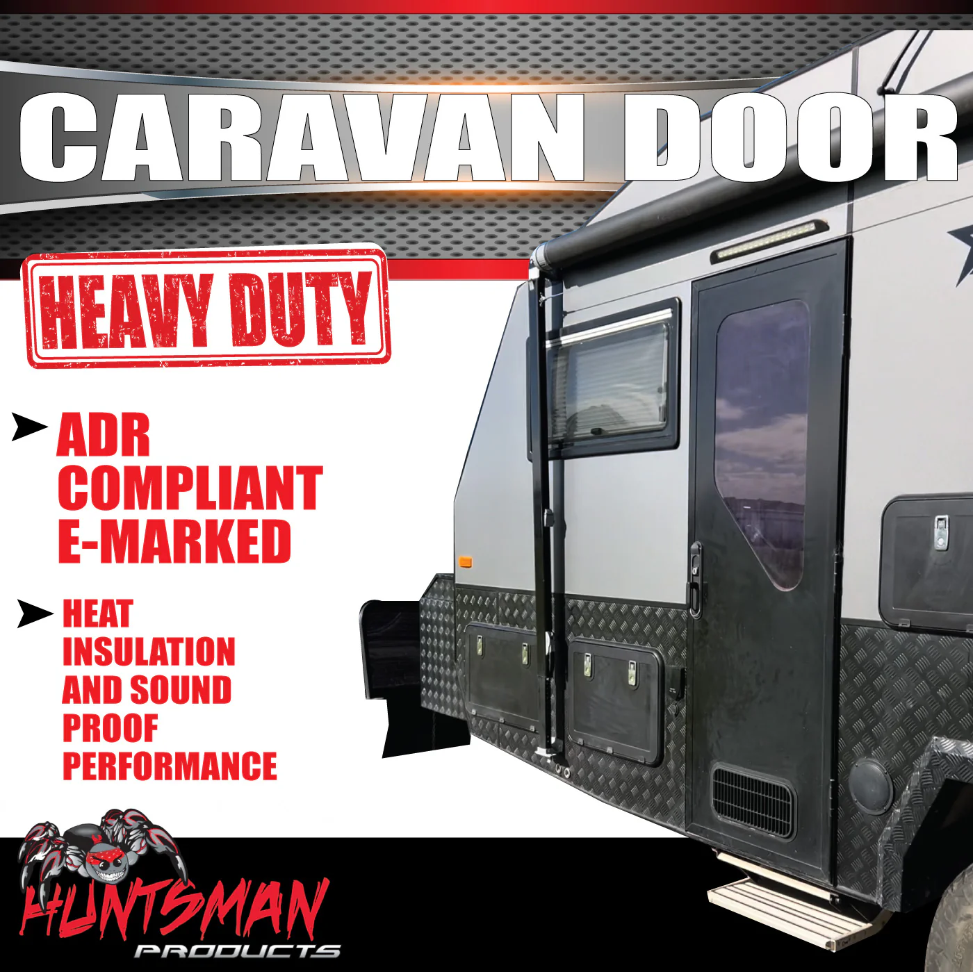 LHS Hinge Caravan Black Access Security Side door + Locking Flyscreen. 1750mm x 625mm - Image 5