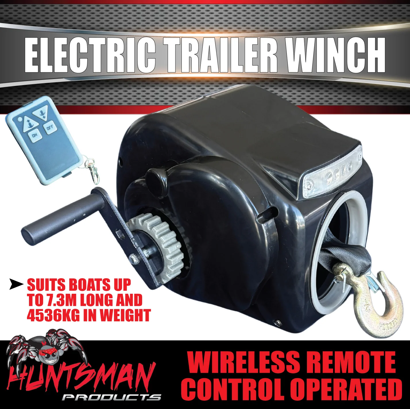 Lite Cruiser Electric Boat Trailer Winch + Remote to 7.3M 4536Kg Boat 6.1m Strap - Image 5