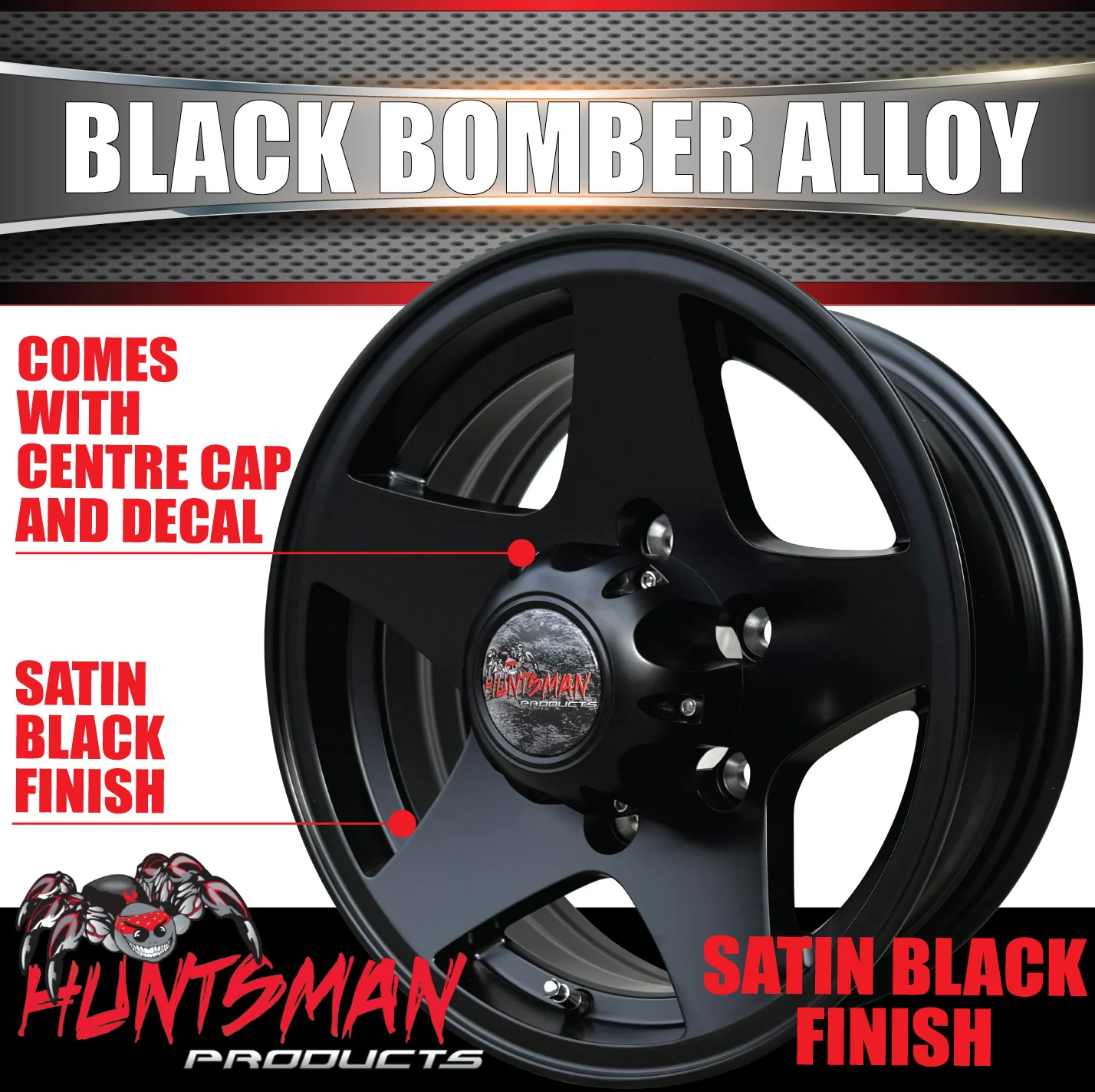 14" Trailer Caravan 6 Stud Black Bomber Alloy Wheel & 185R14C Commercial Tyre. 185 14 - Image 5